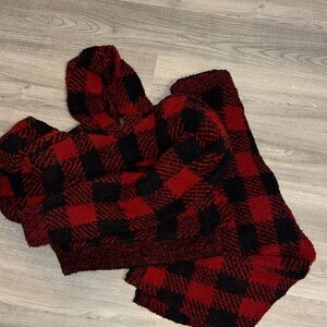 SKIMS Red and Black Knit Sweater Set